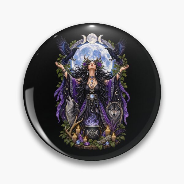 Item preview, Full Moon Goddess Pagan Witchcraft Triple Moon Art designed and sold by Witch Joseph.
