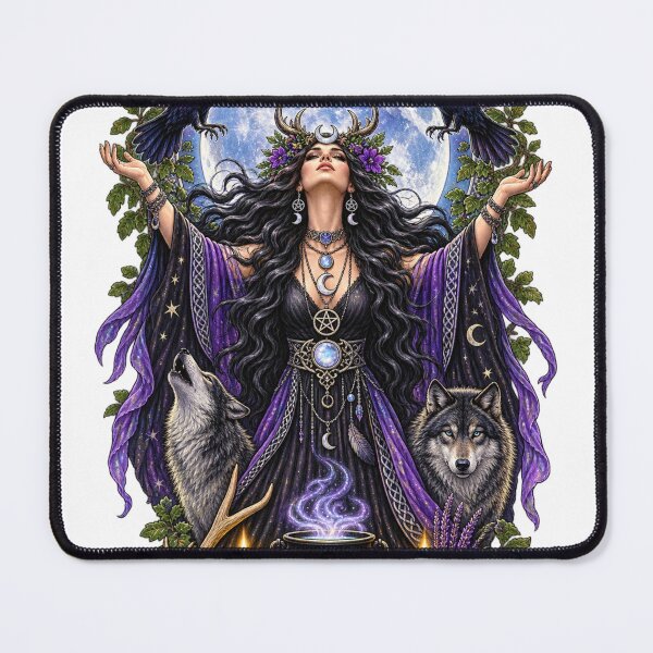 Item preview, Full Moon Goddess Pagan Witchcraft Triple Moon Art designed and sold by Witch Joseph.