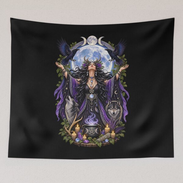 Item preview, Full Moon Goddess Pagan Witchcraft Triple Moon Art designed and sold by Witch Joseph.