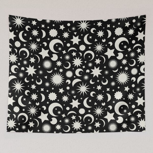 Item preview, Whimsigoth Celestial Sky in Black and White designed and sold by YesterdayColl.