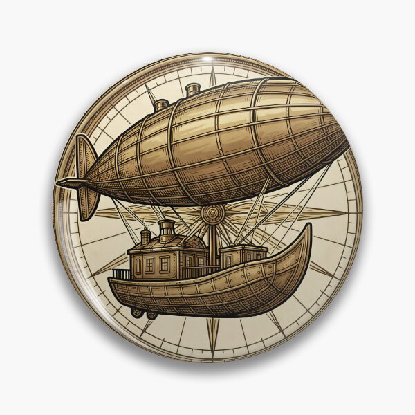 Item preview, Steampunk Airship Engraving Brass Compass Vintage designed and sold by DIUMERI.