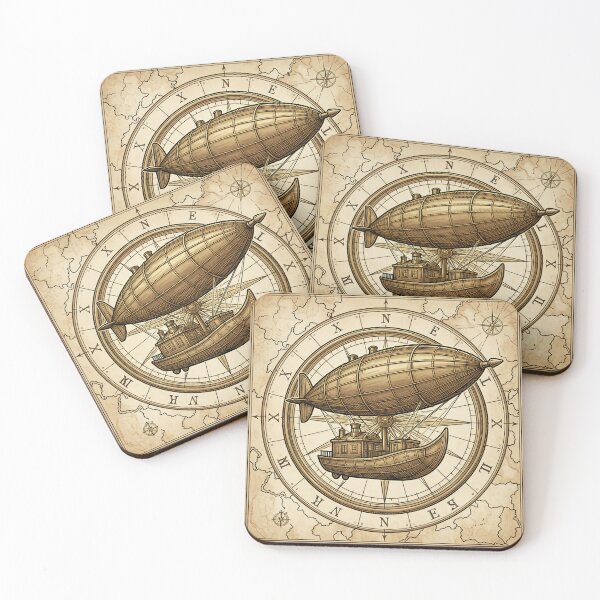 Item preview, Steampunk Airship Engraving Brass Compass Vintage designed and sold by DIUMERI.