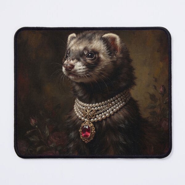 Item preview, Majestic Ferret with Ruby and Pearl Necklace designed and sold by Real Beast Art.
