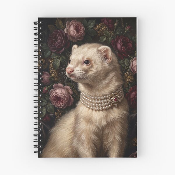Item preview, Majestic White Ferret with Pearls and Ruby designed and sold by Real Beast Art.
