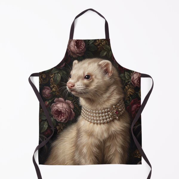 Item preview, Majestic White Ferret with Pearls and Ruby designed and sold by Real Beast Art.