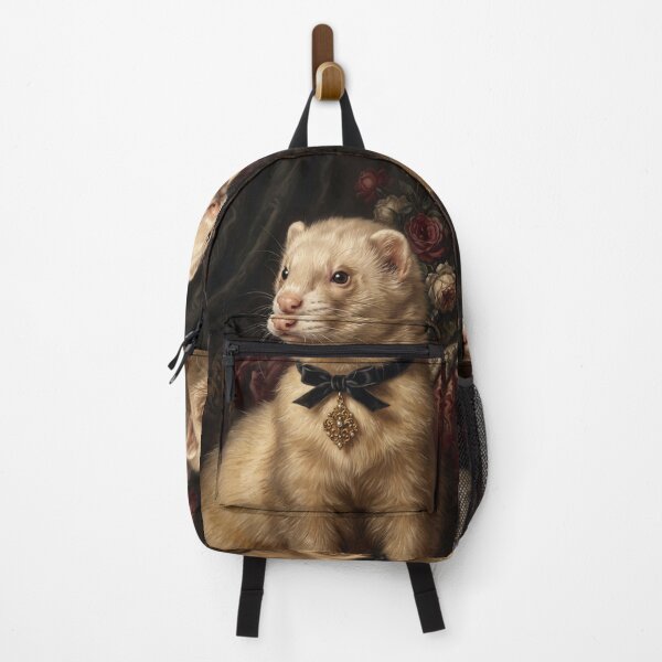Item preview, Majestic Ferret with Black Bow Ribbon Painting designed and sold by Real Beast Art.