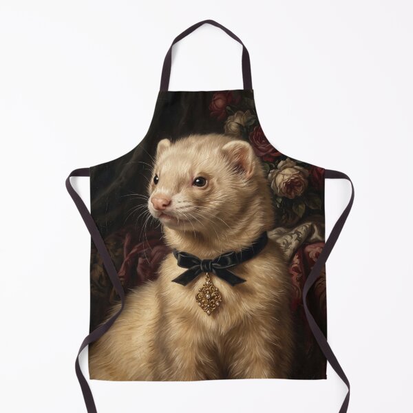 Item preview, Majestic Ferret with Black Bow Ribbon Painting designed and sold by Real Beast Art.