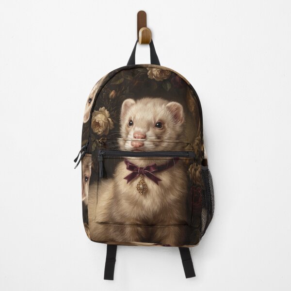 Item preview, Majestic Ferret with Burgundy Bow Painting designed and sold by Real Beast Art.