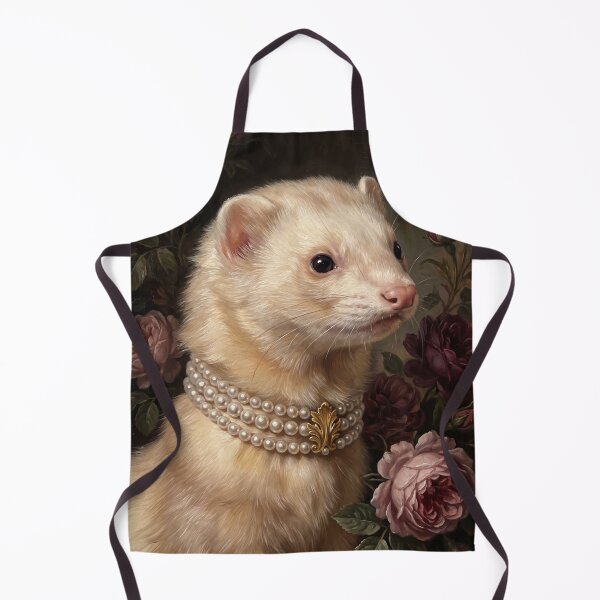 Item preview, Majestic Ferret with Golden Pearl Brooch Painting designed and sold by Real Beast Art.