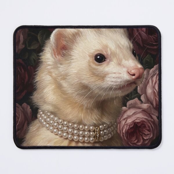 Item preview, Majestic Cream Ferret with Pearl Choker Painting designed and sold by Real Beast Art.
