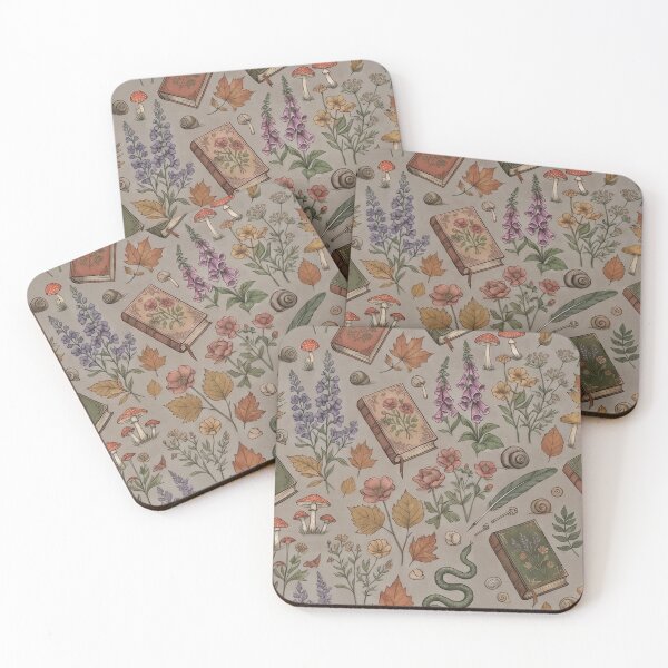 Item preview, "Ammeluk Antique Books & Mystical Mushrooms Pattern" designed and sold by Ammeluk.
