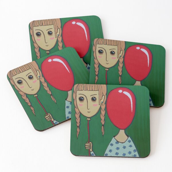 Item preview, Surreal Girl with Balloon Face | Acrylic Marker Art designed and sold by WonderwildArt.