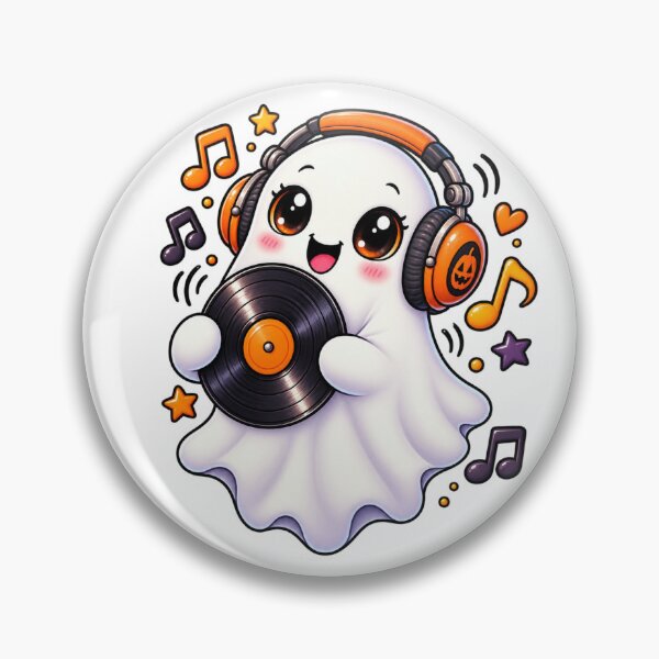 Item preview, Cute Vinyl Ghost with Retro Headphones designed and sold by The Cutting Room.