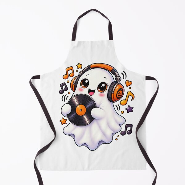 Item preview, Cute Vinyl Ghost with Retro Headphones designed and sold by The Cutting Room.
