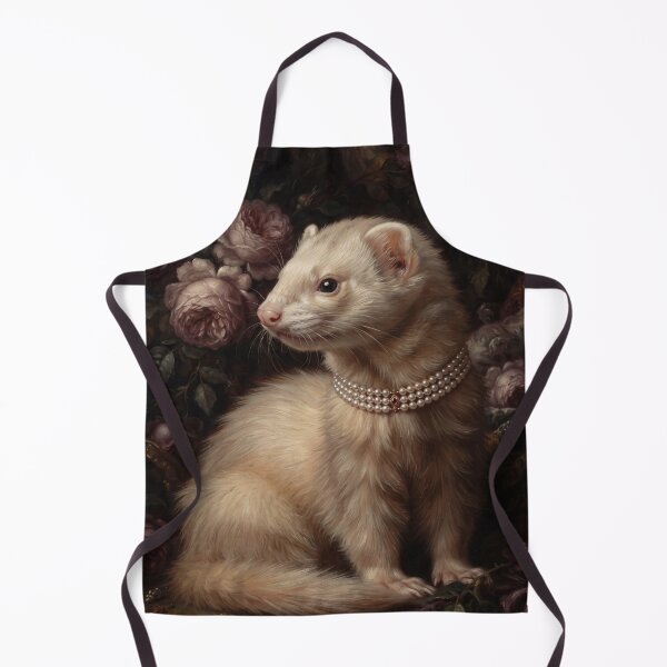 Item preview, Majestic Ferret with Pearl and Ruby Necklace designed and sold by Real Beast Art.