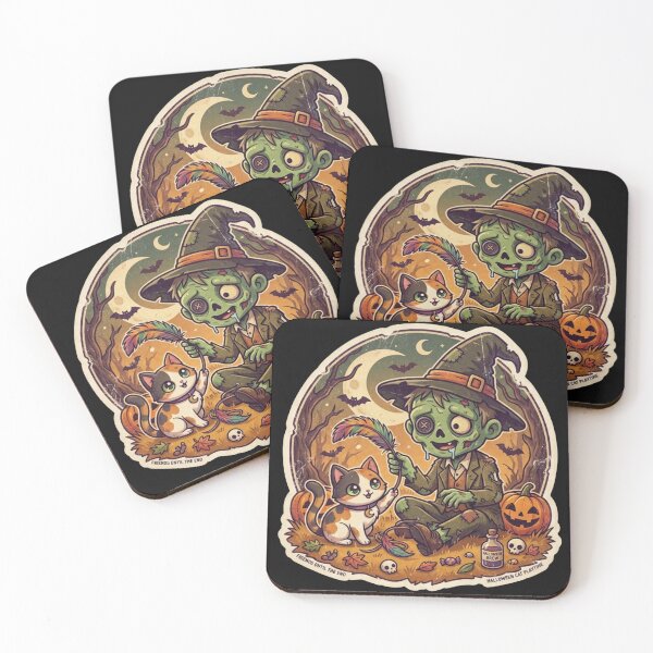 Item preview, Cute Zombie Witch Hat with Kitten Halloween Art designed and sold by NikBrin Prevail .