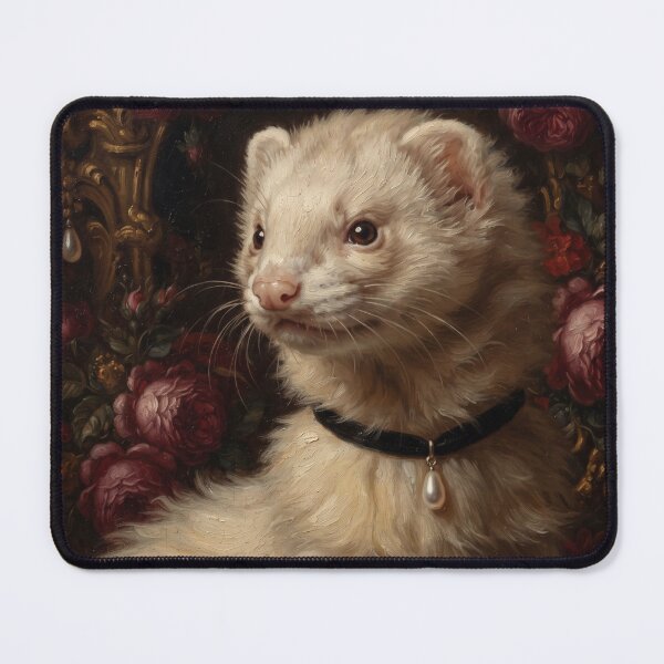 Item preview, Majestic Ferret with Pearl Pendant Painting designed and sold by Real Beast Art.