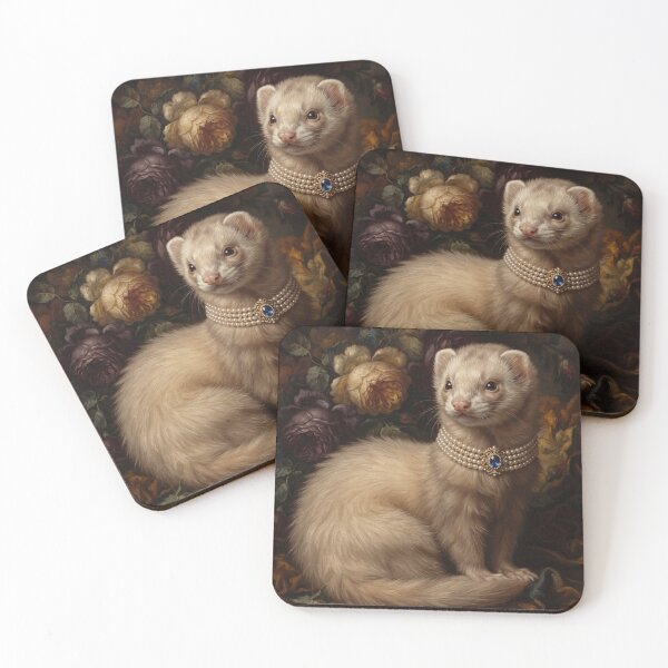 Item preview, Majestic Ferret with Pearl and Sapphire Painting designed and sold by Real Beast Art.