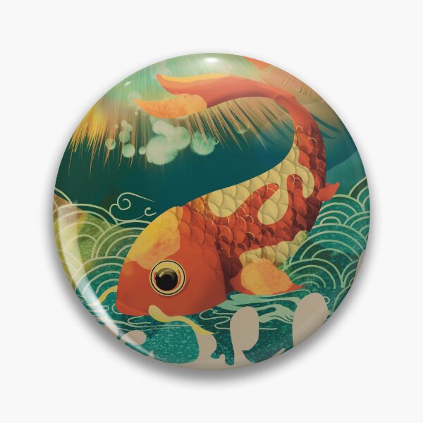 Item preview, Vintage Japanese Koi Fish Mount Fuji Summer designed and sold by Karin Taylor.
