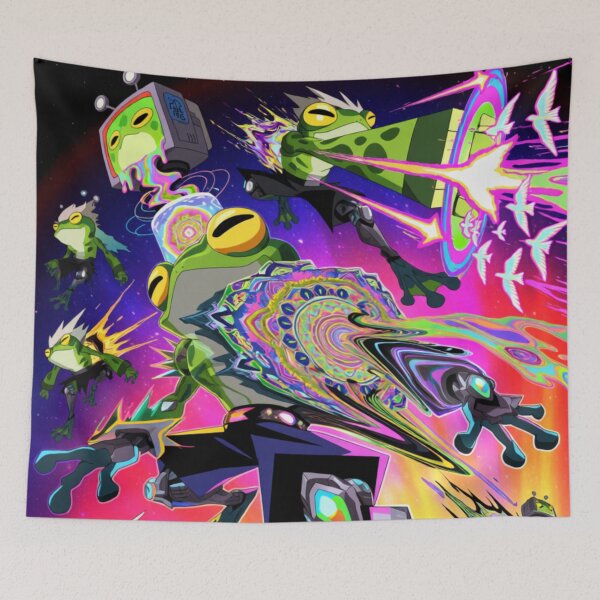 Item preview, Cosmic Shinobi: Leap of the Neon Amphibians (V3) designed and sold by SabaMirzique.