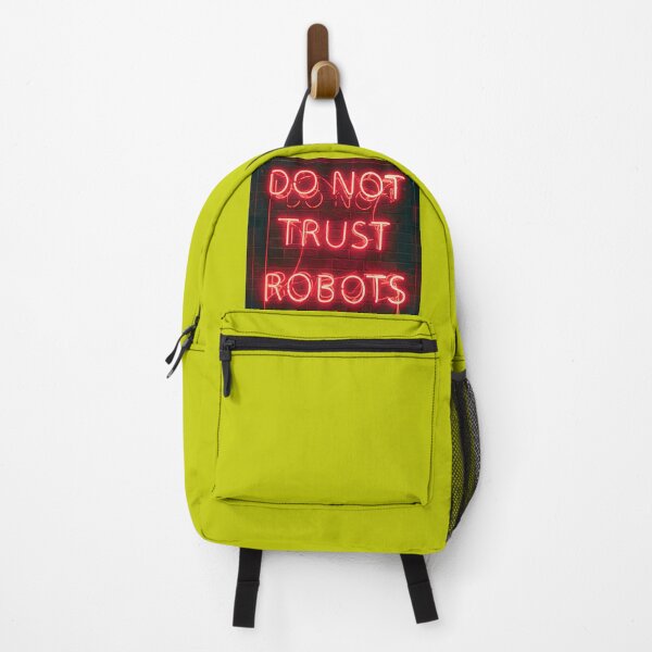 Item preview, Do Not Trust Robots Glowing Neon Sign Anti AI Cyberpunk Graphic designed and sold by Sulco Design.