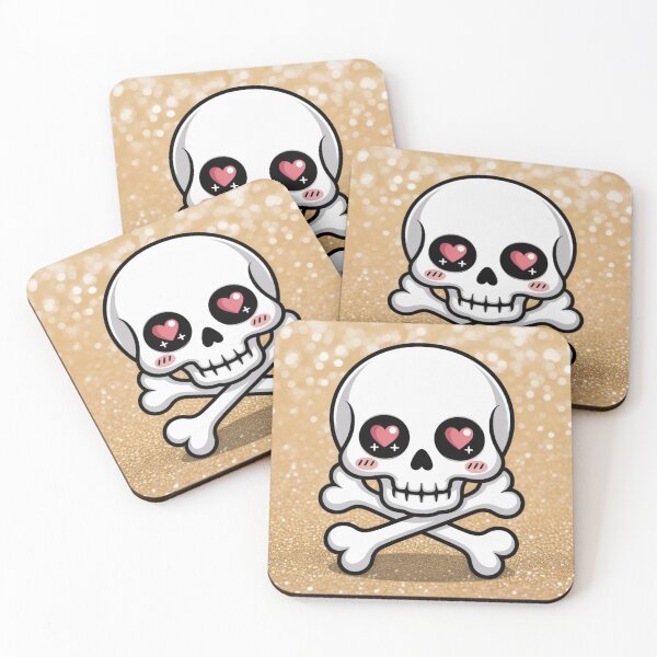 Item preview, Pastel Goth Love Skull on Gold Glitter designed and sold by Monkeysalad.