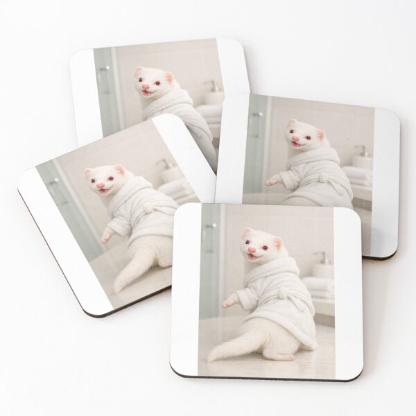 Item preview, Albino Ferret Wearing a Bathrobe designed and sold by Sillytoe.