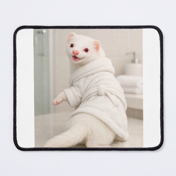 Item preview, Albino Ferret Wearing a Bathrobe designed and sold by Sillytoe.