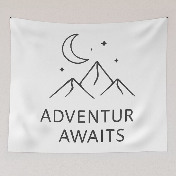 Item preview, Adventure Awaits Mountain Night Sky Minimalist Line Art designed and sold by Sticker Pulse.