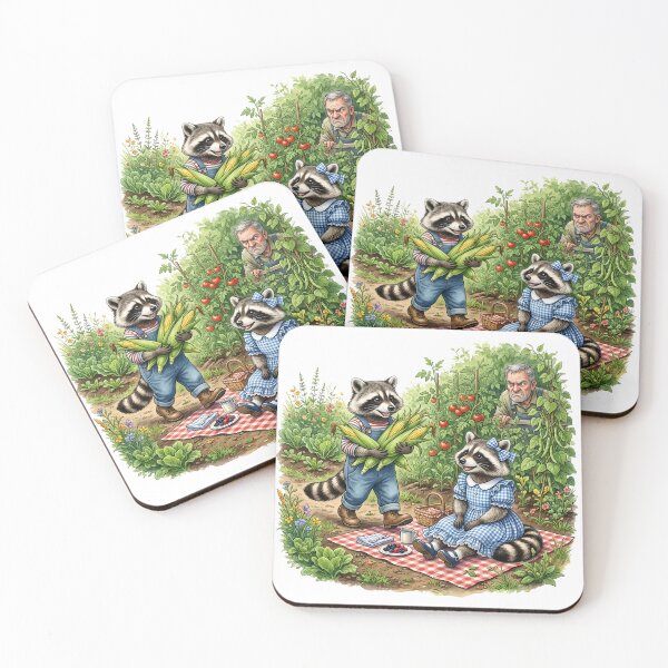 Item preview, Raccoon Lunch Date in the Garden designed and sold by The She Shed.