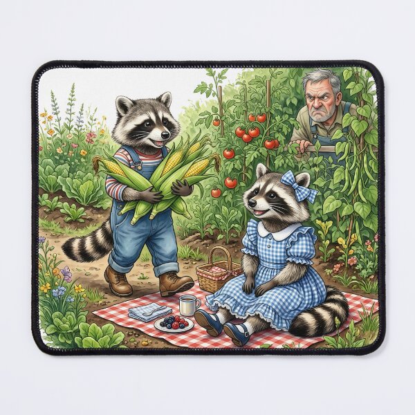 Item preview, Raccoon Lunch Date in the Garden designed and sold by The She Shed.