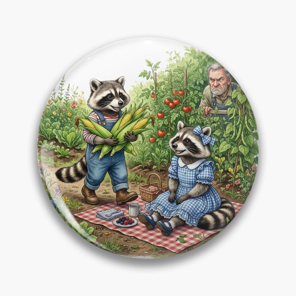 Item preview, Raccoon Lunch Date in the Garden designed and sold by The She Shed.
