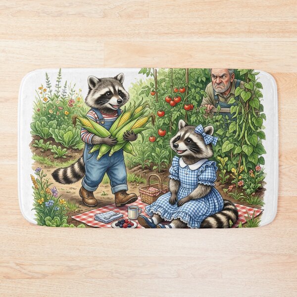 Item preview, Raccoon Lunch Date in the Garden designed and sold by The She Shed.