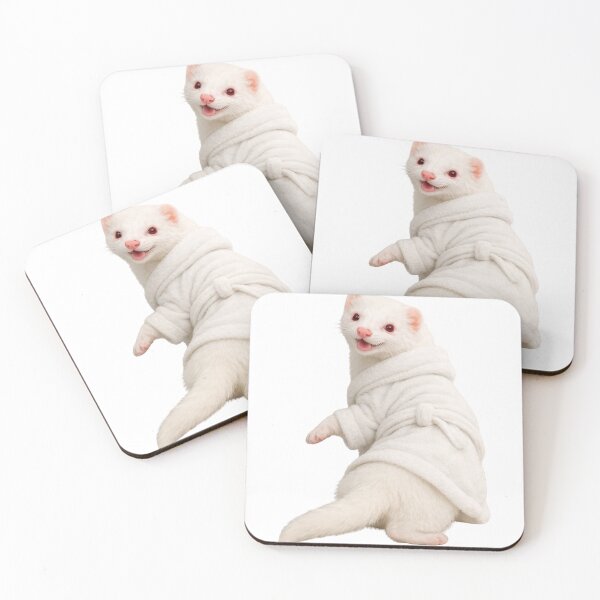 Item preview, Cozy Albino Ferret in a White Bathrobe designed and sold by Sillytoe.