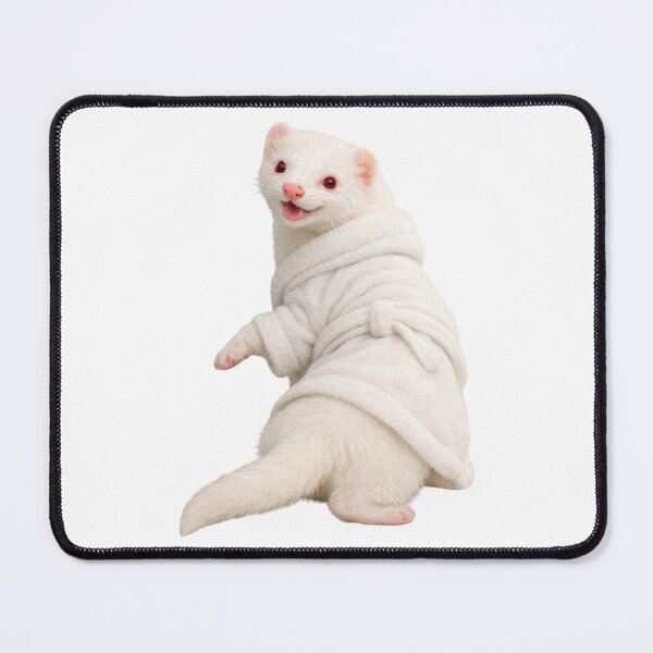 Item preview, Cozy Albino Ferret in a White Bathrobe designed and sold by Sillytoe.