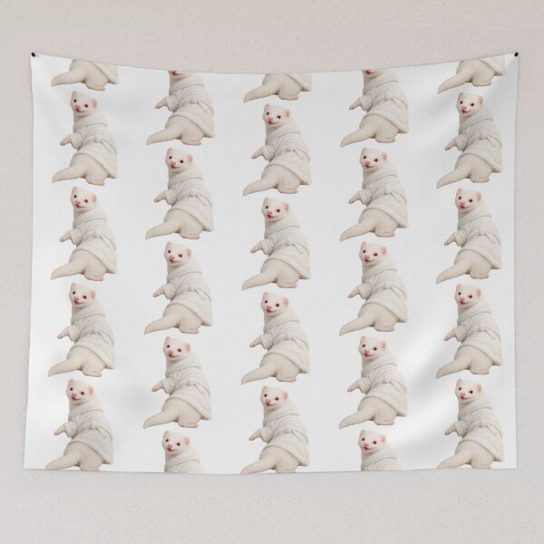 Item preview, Cozy Albino Ferret in a White Bathrobe designed and sold by Sillytoe.