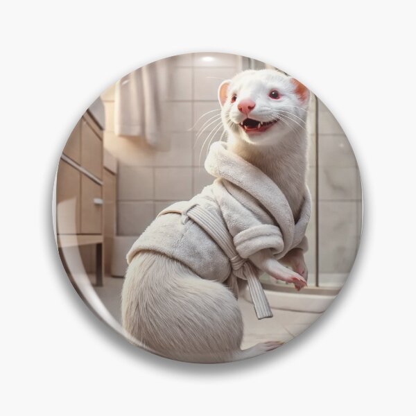 Item preview, Playful Albino Ferret Wearing a Bathrobe designed and sold by Sillytoe.