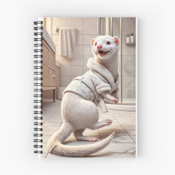 Item preview, Playful Albino Ferret Wearing a Bathrobe designed and sold by Sillytoe.