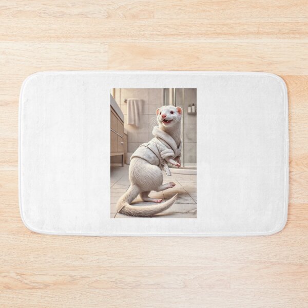 Item preview, Playful Albino Ferret Wearing a Bathrobe designed and sold by Sillytoe.