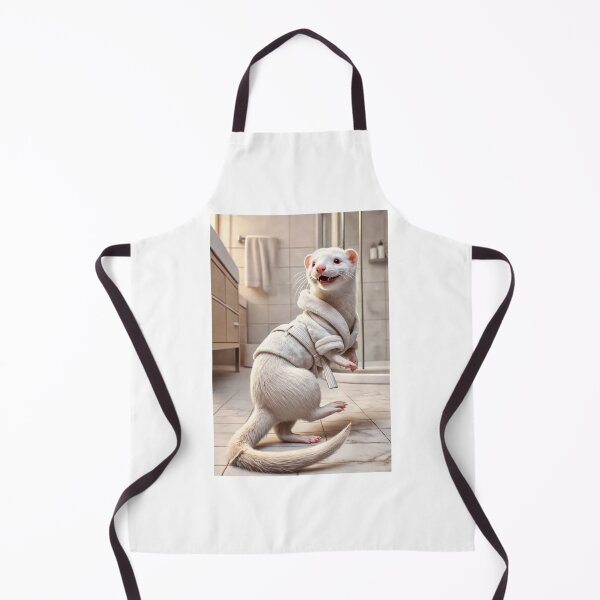 Item preview, Playful Albino Ferret Wearing a Bathrobe designed and sold by Sillytoe.
