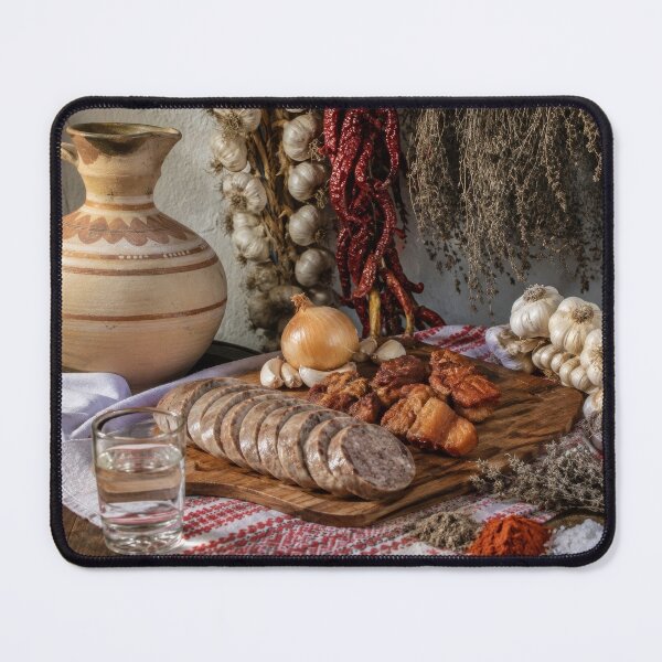 Item preview, Traditional Romanian Rustic Food with Sausage, Garlic and Clay Jug designed and sold by DansCreations42.