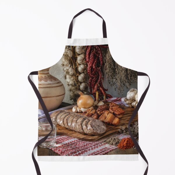 Item preview, Traditional Romanian Rustic Food with Sausage, Garlic and Clay Jug designed and sold by DansCreations42.