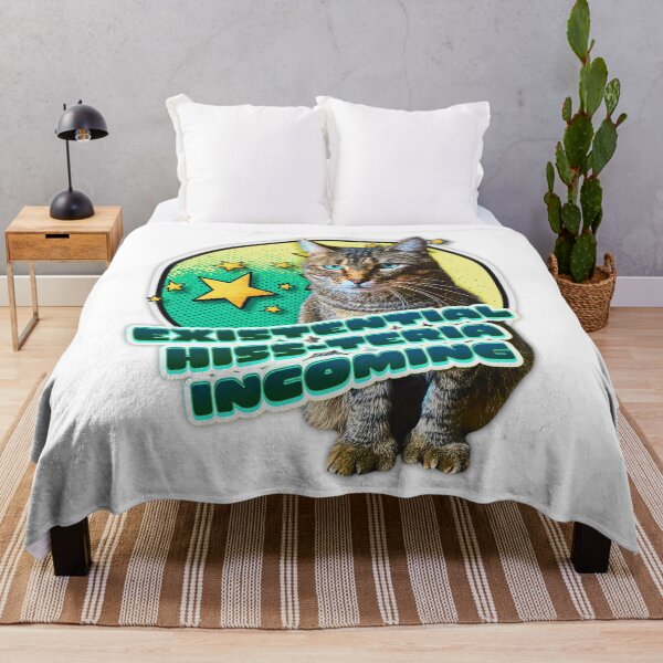 Item preview, Existential Hiss-teria Incoming Cat Meme designed and sold by pulse_retail.
