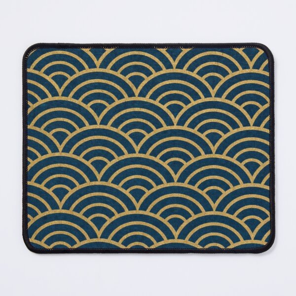 Item preview, Japanese Seigaiha Waves Gold and Navy Blue Pattern designed and sold by vekotpu.