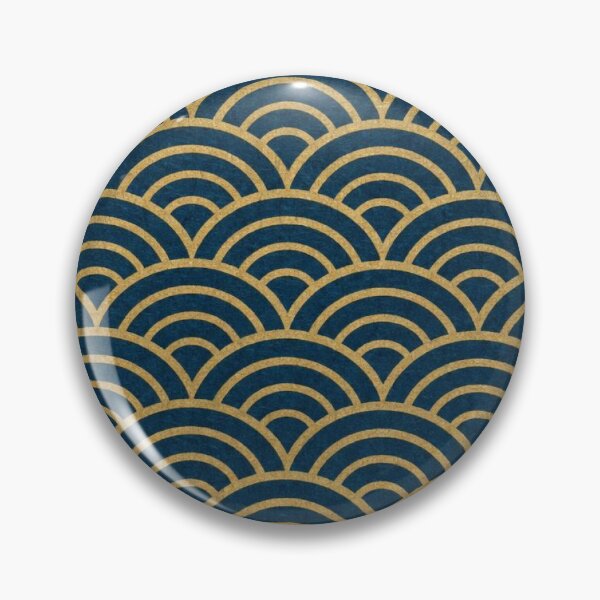 Item preview, Japanese Seigaiha Waves Gold and Navy Blue Pattern designed and sold by vekotpu.