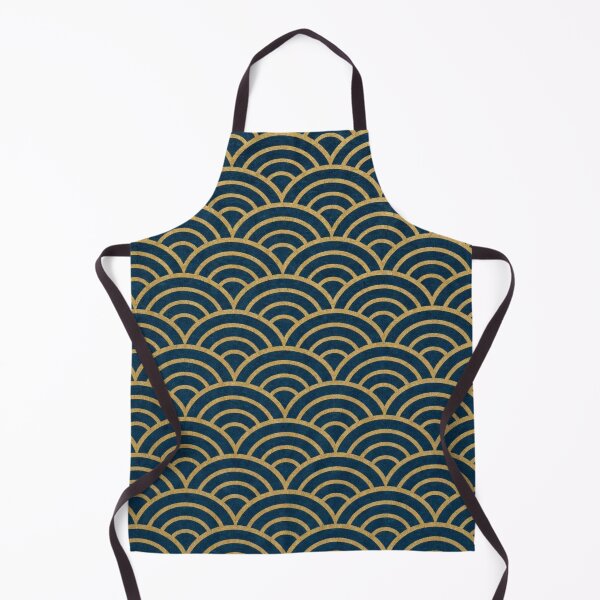 Item preview, Japanese Seigaiha Waves Gold and Navy Blue Pattern designed and sold by vekotpu.