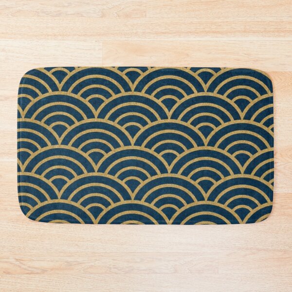 Item preview, Japanese Seigaiha Waves Gold and Navy Blue Pattern designed and sold by vekotpu.