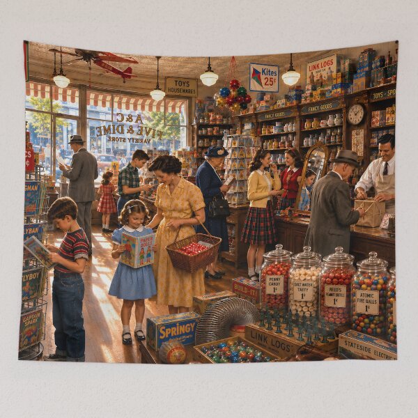 Item preview, Vintage General Store Candy Shop Nostalgic Americana Art designed and sold by PuzzlingRooster.