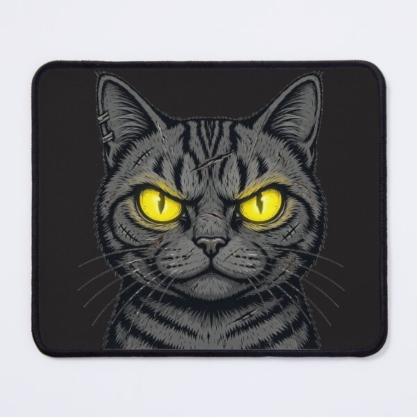 Item preview, MEAN Horror Tabby Cat - Glowing Yellow Eyes - Halloween designed and sold by CMWorkshop.