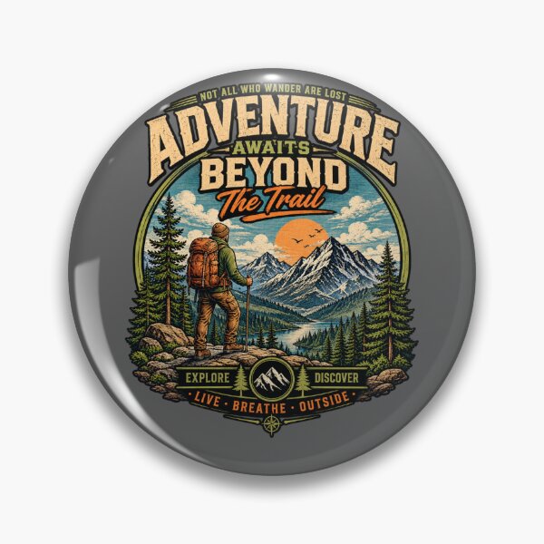 Item preview, Adventure Awaits Beyond The Trail Vintage Hiking Outdoors Mountain designed and sold by iratuslol.